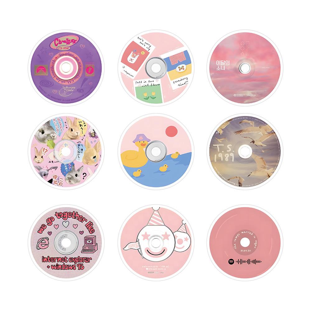 62-Piece Cute Music CD Graffiti Stickers for Planners, Phone Cases, Laptops, Luggage, Water Bottles & Bikes