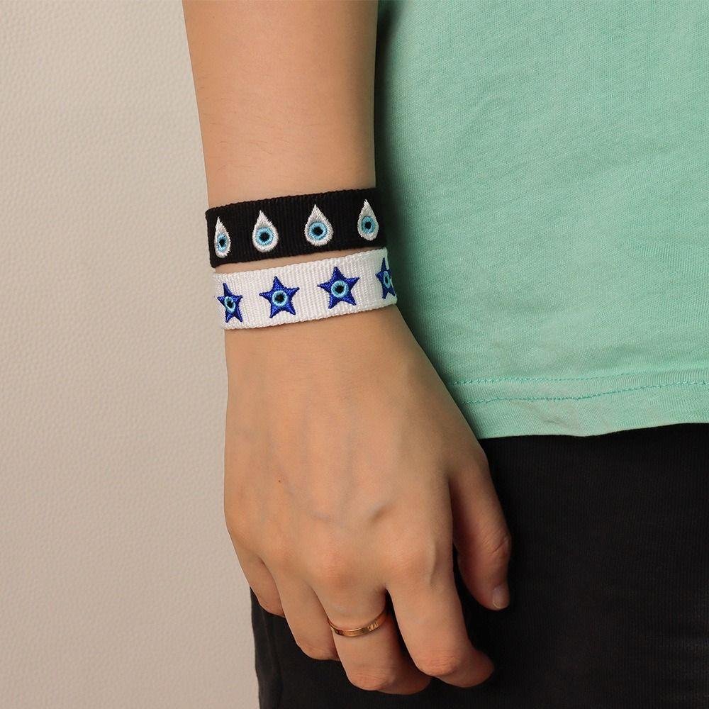 Adjustable Rope Woven Charm Bracelets Stackable Wrap Blue Eyes Bracelet  Jewelry Gift