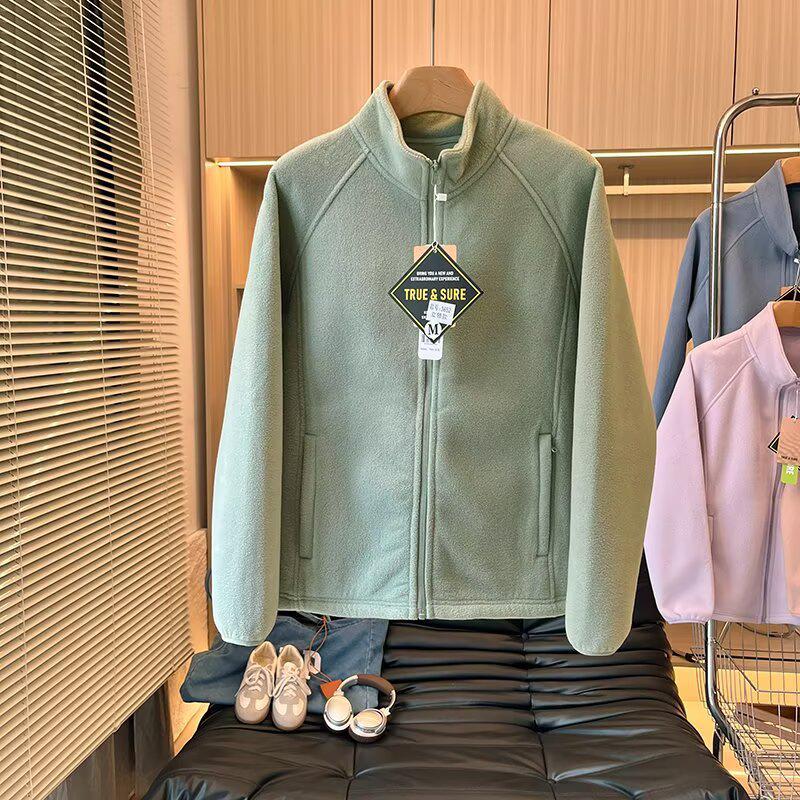 Damska Kurtka Sherpa z Polarowym Podszyciem w Górskim Stylu Outdoor z Kołnierzem Stojącym - Dwustronna, Pogrubiona, Ciepła, Codzienna Odzież Wierzchnia