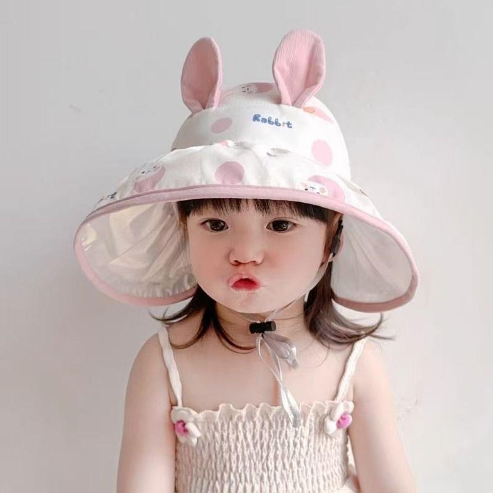 Bunny Ears Children's Sun Hat Polyester Cartoon Print Cute UV Sun Hat Empty Top UV Protection Sun Protector Hats