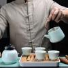 Celadon Beam Pot Travel Kung Fu Tea Set Business Gift Ceramic Tea Set One pot and four cups with tea tray