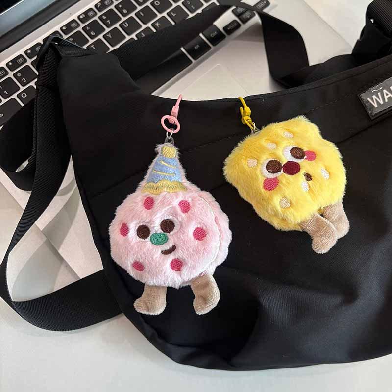 Cute Plush Cookies Keychain Cartoon Food Doll Toy For Women Girls Bag Ornament Car Pendant Keyring Children Gift Accessories