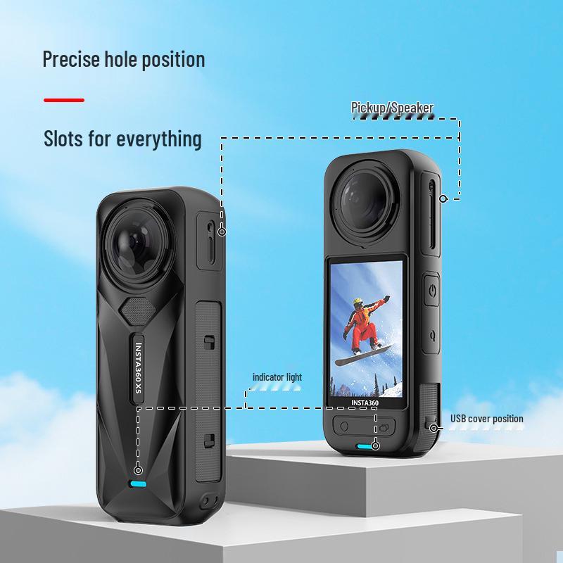 Insta360 X5 Silikonskyddsfodral: Anti-fall & Anti-repa för kamera och objektiv