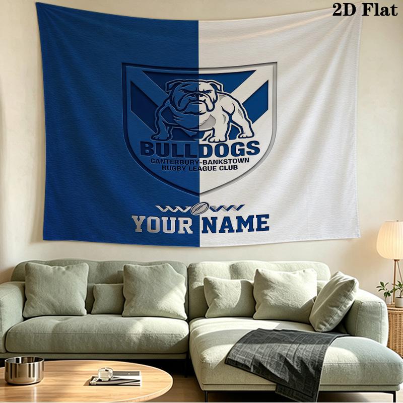 Custom Name Bulldogs Printed Tapestry – Wall Hanging for Bedrooms, Dorms, and Home Decor