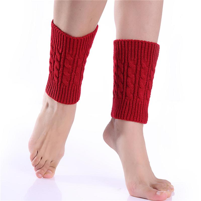 A Pair Winter Knitted Leg Warmer Women Short Leg Warmers Boot Cuffs Fashion Thermal Ladies Foot Warmer Boots Accessories
