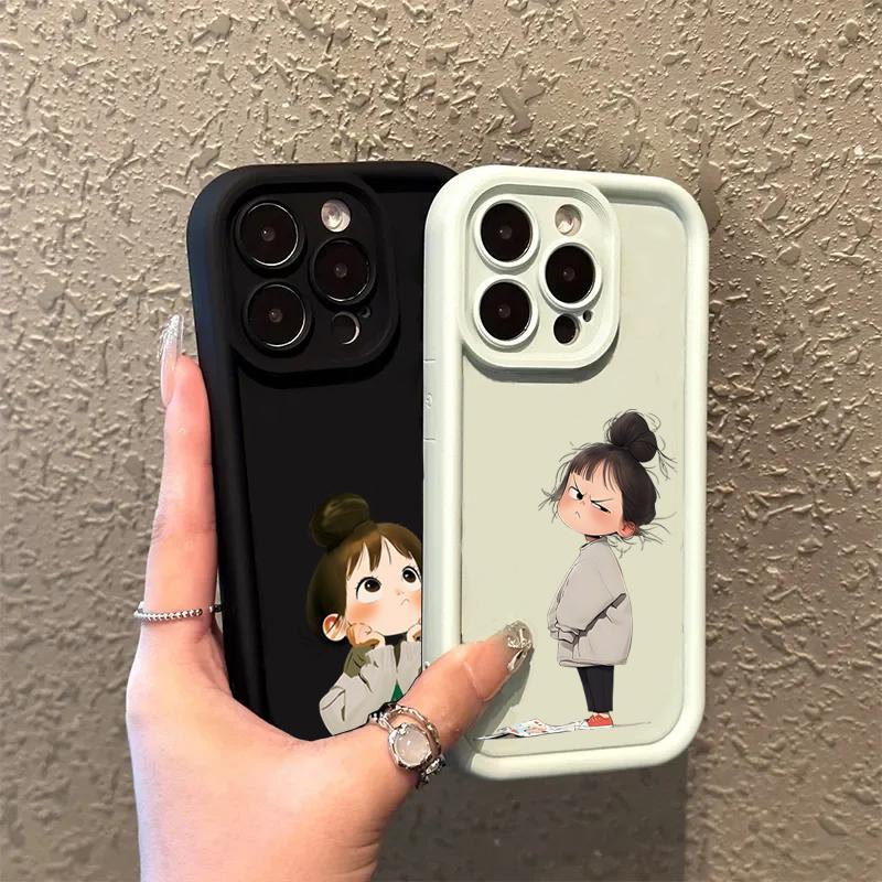 Cute Minimalist Angry Girl Print Soft Phone Case For Xiaomi Redmi 13C 14C 12 Redmi Note 14 13 12 11 Pro Plus 4G 5G 12S 11S Cover