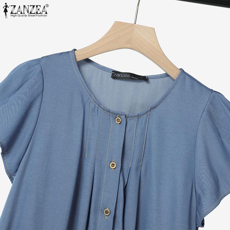 ZANZEA Women Casual Round Neck Summer Short Sleeve T-Shirts