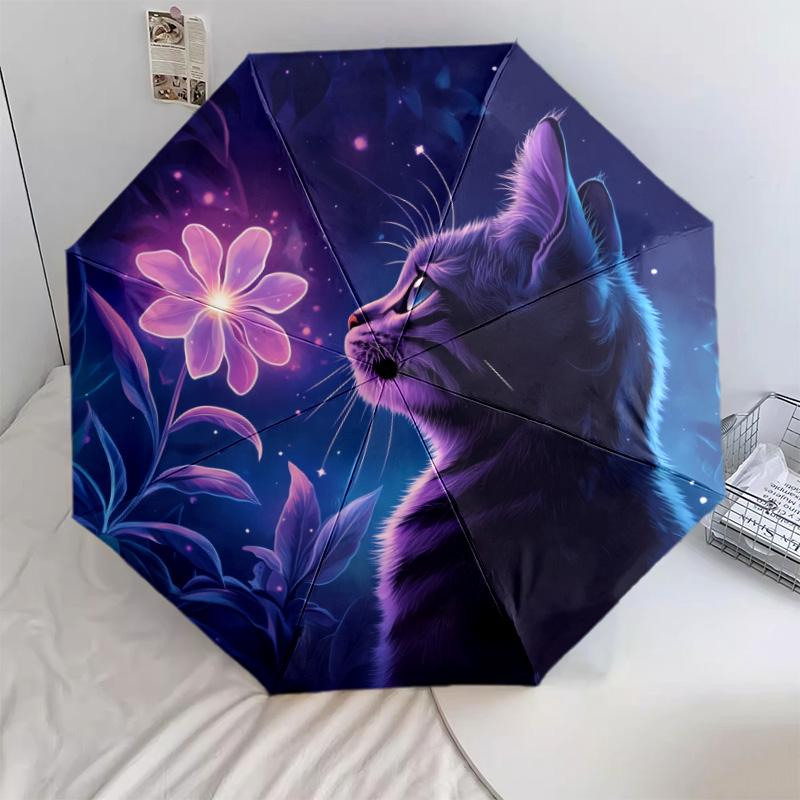 0106 Glowing Animals  Pattern, Automatic Folding Umbrella, Portable and Foldable Design, 8 Ribs, a Christmas or Birthday Gift.