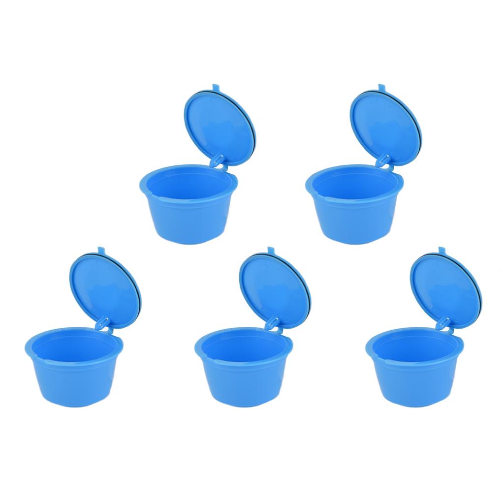 5Pcs 50ml Coffee Capsule Reusable Coffee Filter Cup with Spoon for DOLCE GUSTO Coffee MachineBlue