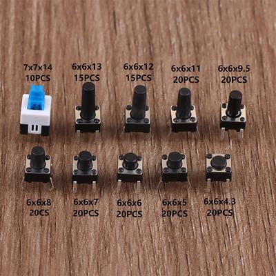10 Values 180Pcs Tactile Push Button Switch Momentary Tactile Tact Mini Switch Kit 6*6 4.3-13Mm 7*7Mm Momentary Switch