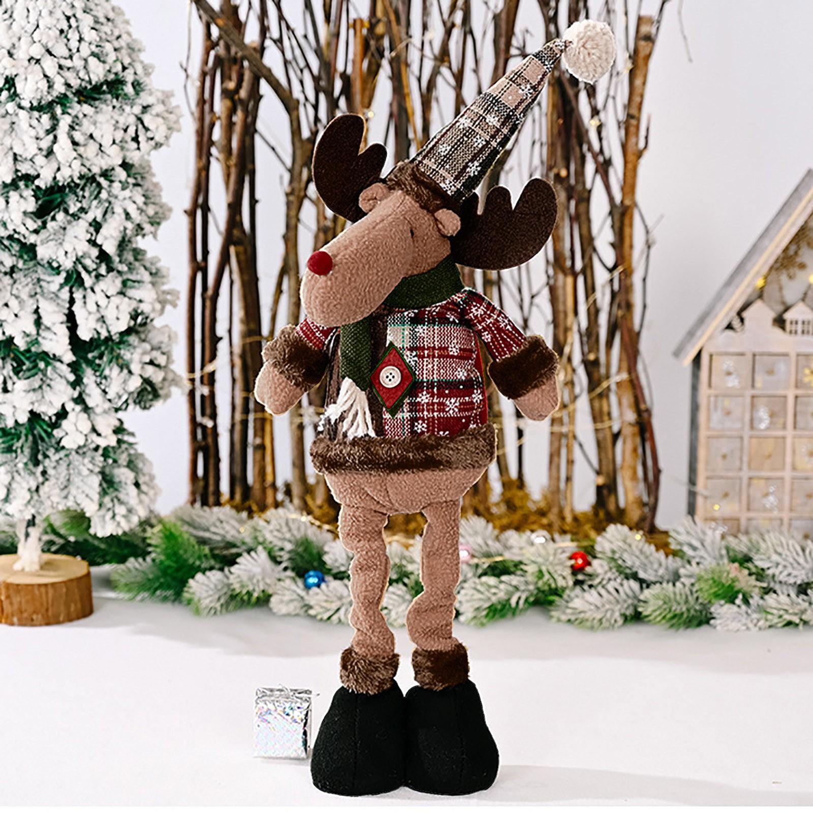 

Рождественская выдвижная кукла орнамент Лось Снежинка Плед Решетка Ткань Выдвижная кукла Украшение окна коричневый
