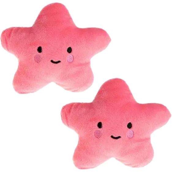 2Pcs Star Plush Pet Dog Toys Cute Squeaky Toy for Interactive Toy Dog Chew Toy for Pet Dog Puppy Training Playing, Squeak (Pink)