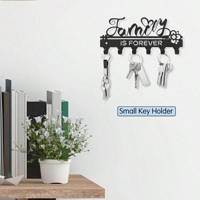 Vintage Black Metal Key Hook with Floral Design Customizable Text Farmhouse Wall Organizer for Keys and Coats Home Decor