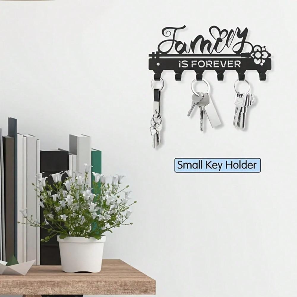 Vintage Black Metal Key Hook with Floral Design Customizable Text Farmhouse Wall Organizer for Keys and Coats Home Decor