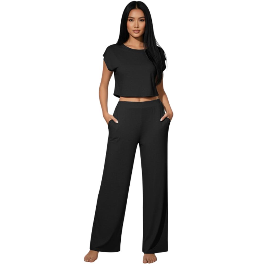 Women's Fashionable Casual Two-Piece Short-Sleeve Sports Suit