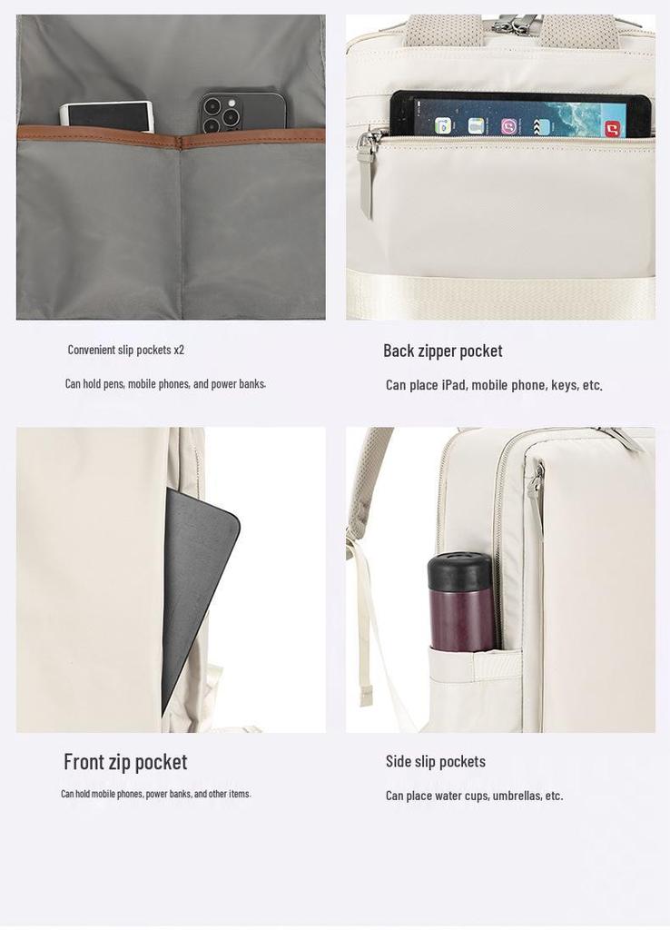 Women's Double Shoulder Large Capacity Solid Color Backpack for Business Travel & Students