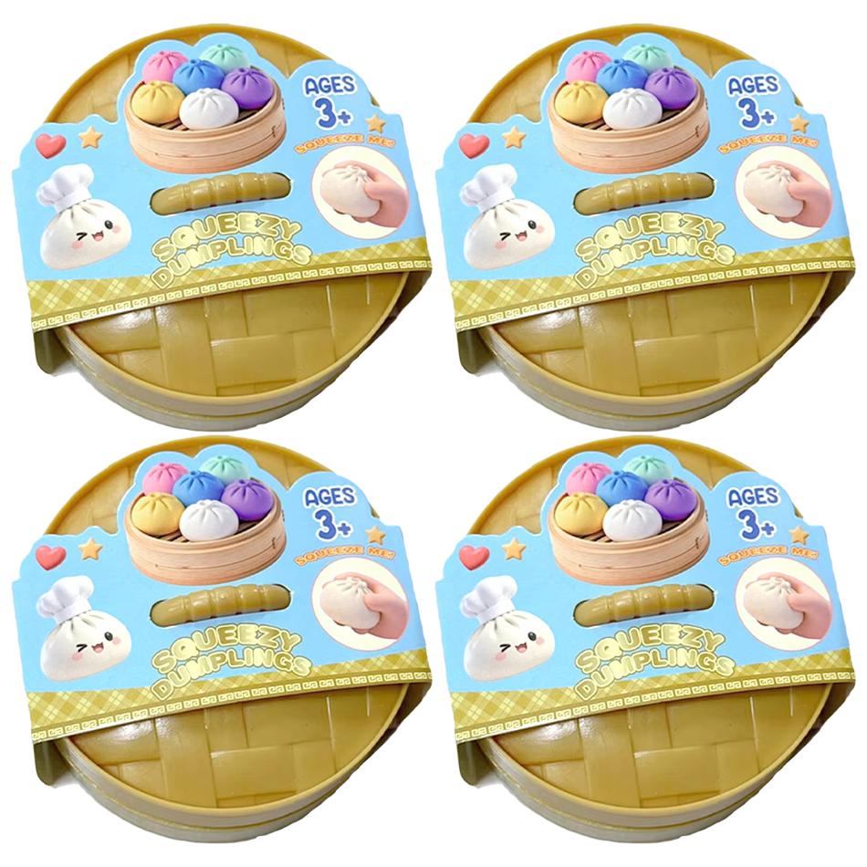 Glitter Dumpling Squishies Toy - Colorful Food Sensory Fidget Toy Anti-Stress Squeeze Balls  Box Baozi Dumpling
