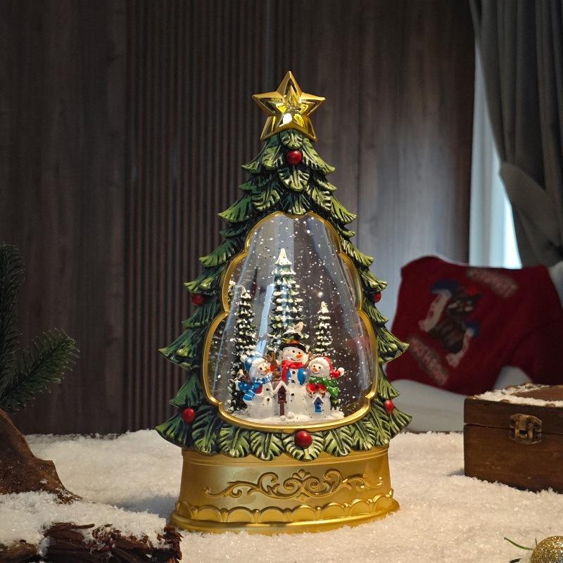 LED Lighted Christmas Tree Night Light Crystal Snowflake Ball Tabletop Holiday Decoration