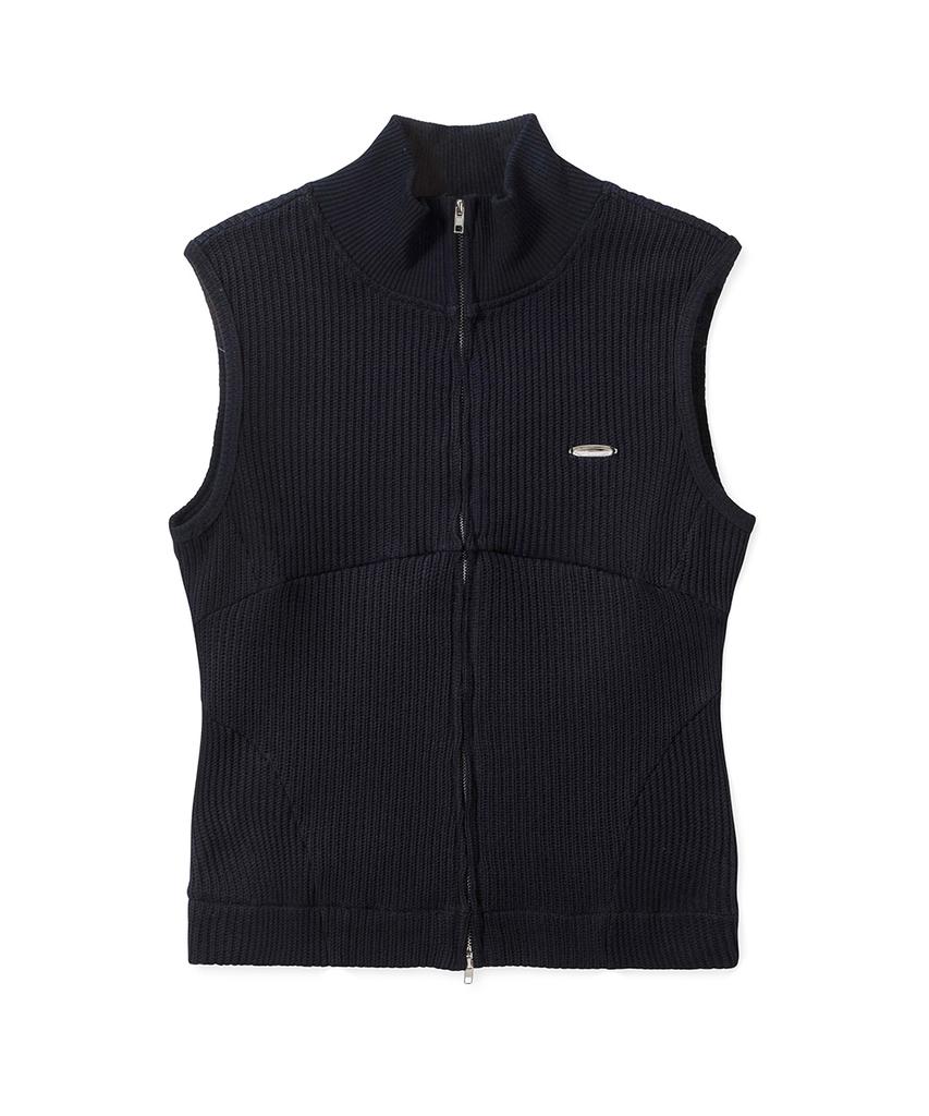 Fdr Law Guage Rib Zip Up Sleeveless Cream