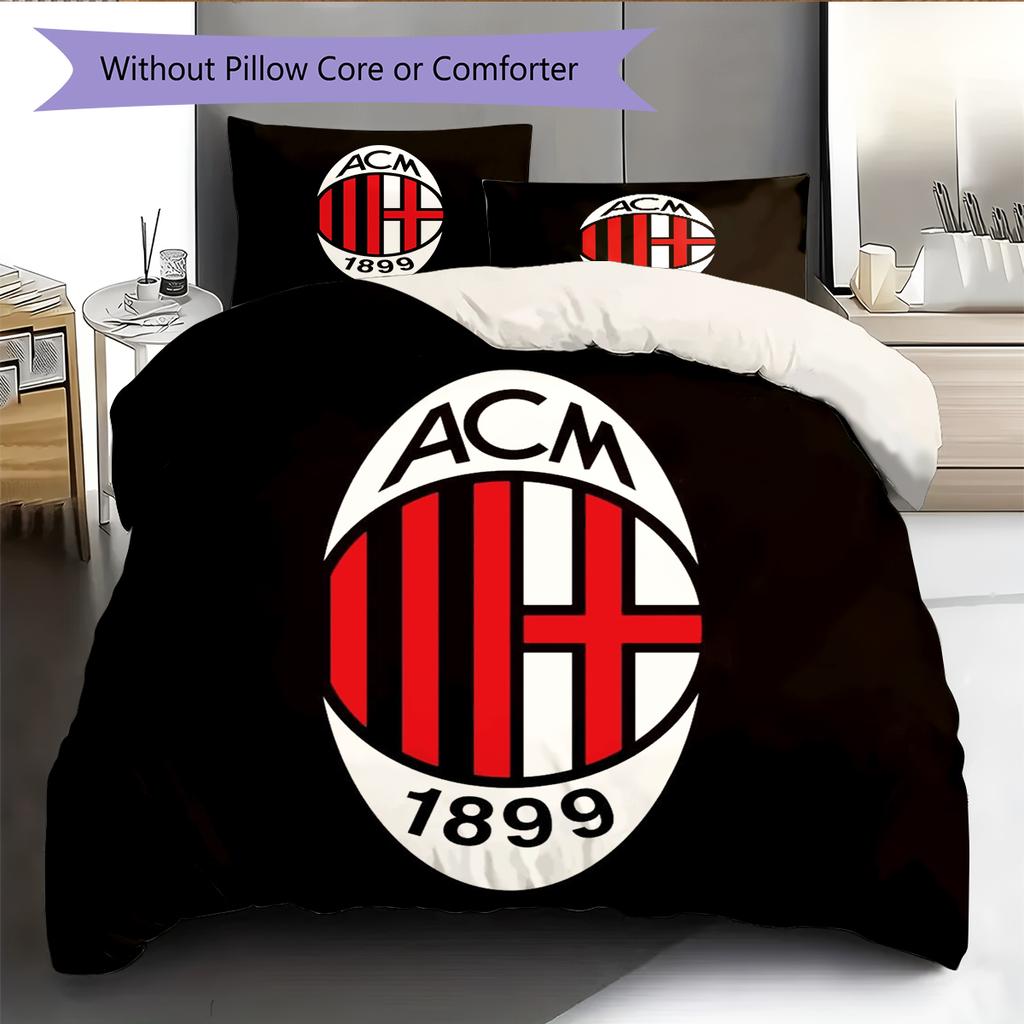 AC Milan Pattern Bedding Home Decoration Birthday Gift (1 * duvet cover + 2 * pillowcase, without core)