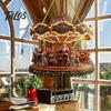 Indoor Outdoor Christmas Tree Ornaments Santa Claus Carousel/Snow Cottage Hanging Ornament, Double-Sided Holiday Party Decorations Acrylic Pendant for