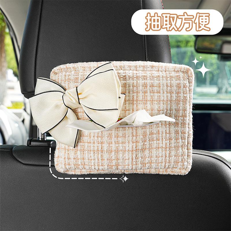 Scatola porta fazzoletti per auto Carino fiocco scatola da pompaggio per schienale seggiolino auto Borsa porta fazzoletti per auto di pregio
