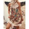 Women's Dress Embroidered Splicing Fashion Printed Off Shoulder Ethnic Beach Vest Mini Skirt