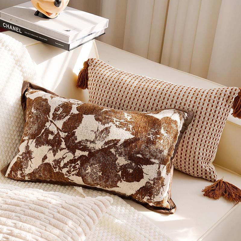 Brown Vintage Sofa Throw Pillow Cover Vintage Bedroom Headboard Cushion Simple and Modern Decorative Throw Pillow Customizable
