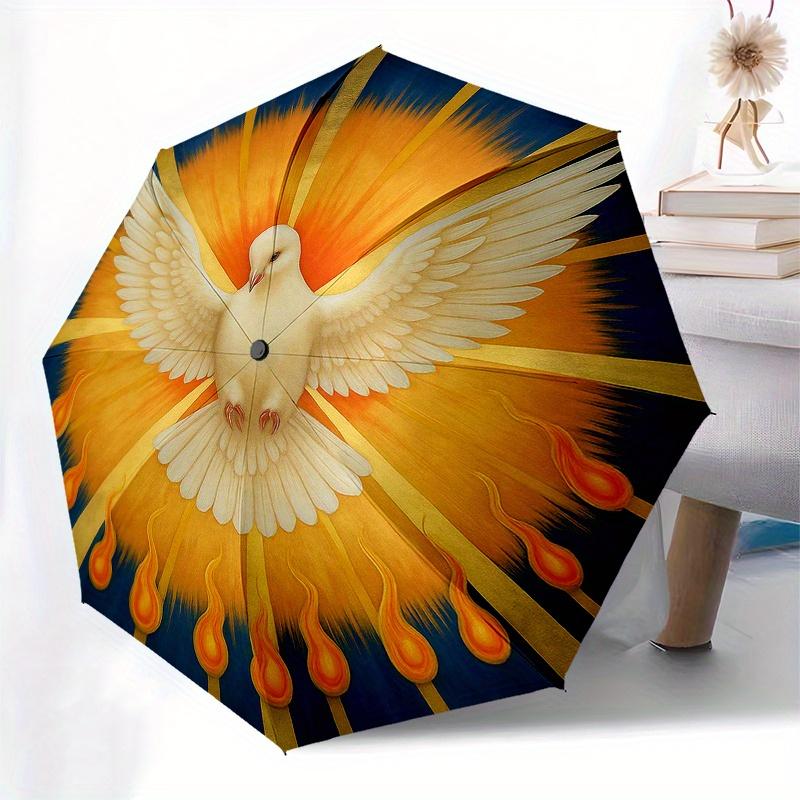 Radiant Dove: A Symbolic Circular ArtworkUmbrella, Portable 3-Fold Compact Umbrella for Men & Women Gift
