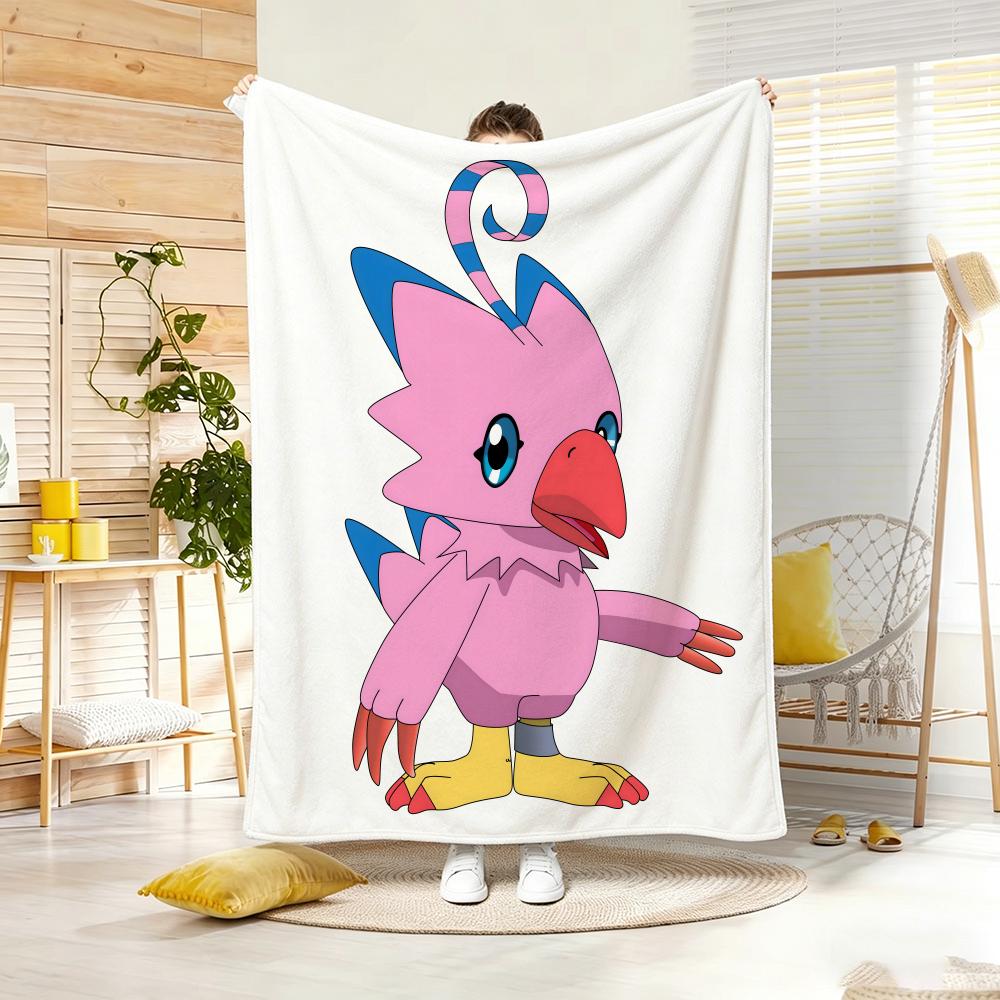 Anime D-Digimon AdventureS Throw Lightweight 240g Flannel Blanket Soft Skin-friendly for Summer Cooling