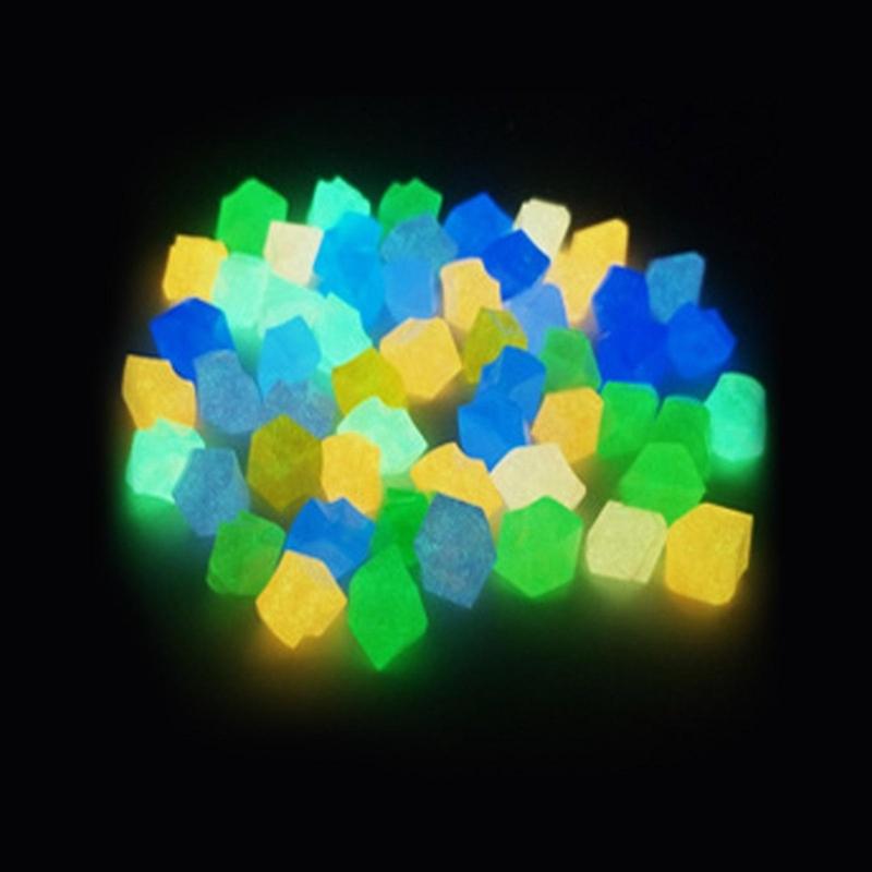 300pcs Mini Luminous Stones 14mm Glowing in Dark Garden Pebbles Ornament for Aquarium Colorful Artificial Stone Ornament