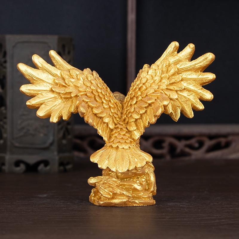 Resin Golden Eagle Figurine Home Protection and Wealth Attraction for The Office Decor