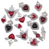 5pcs Y2K Dark Red Crystal Pendants Baroque Heart Wings Bow Rhinestone Charms Jewelry Making DIY Necklaces Keychains Accessories