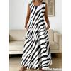 Women Sleeveless Dress Round Neck with 3D Print Long Maxi Dress for Summer Beach Vacation Casual Wear