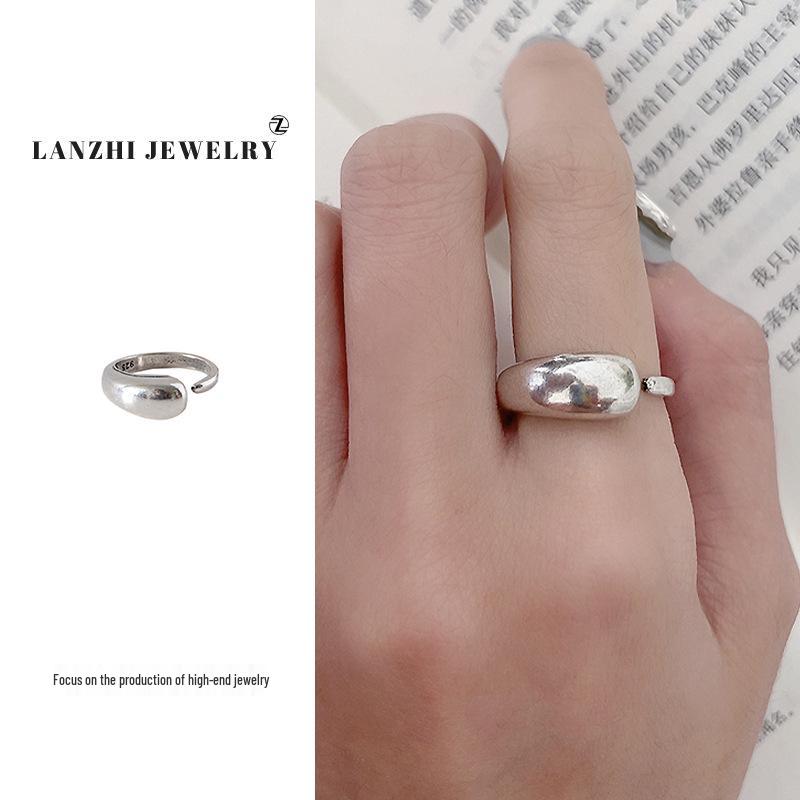 

Lan Zhi 925 Sterling Silver Retro Open Ring: Non-Fading Thai Silver with Unique Korean Design for Women Adjustable Open