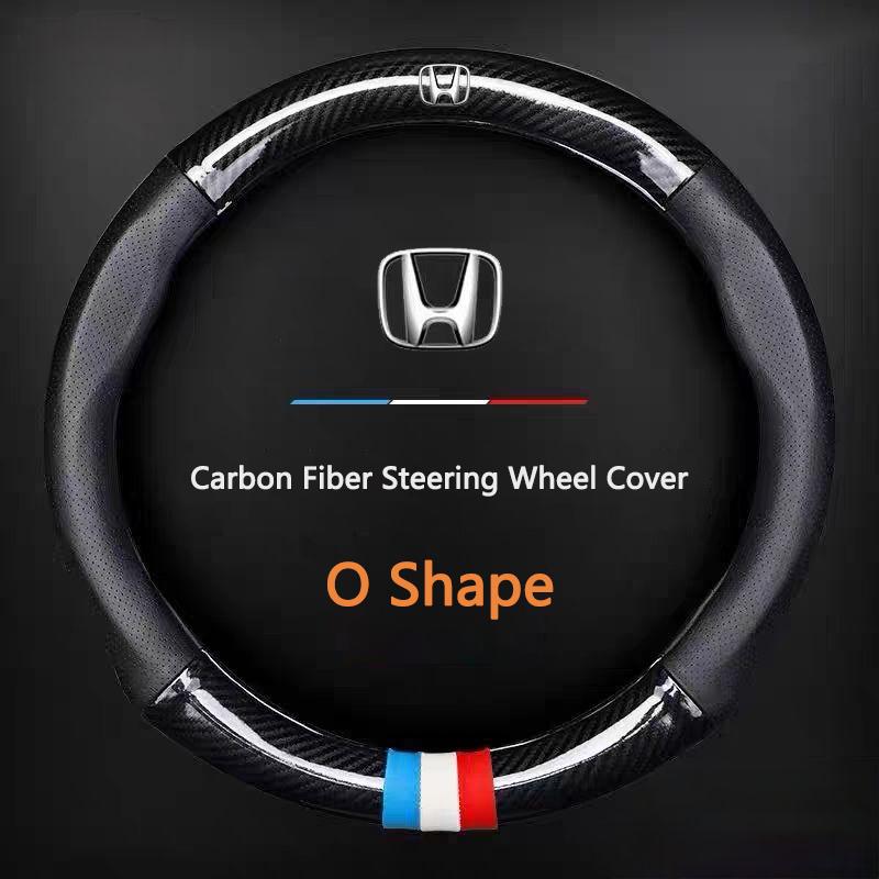 

Honda Car Steering Wheel Cover Breathable Anti Slip Leather Carbon Fibre Case for Civic Accord CRV HR-V Fit Jazz City Jade Vezel