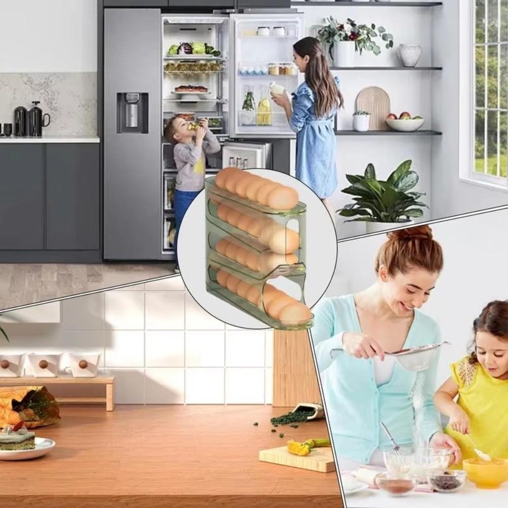 Large Capacity Egg Roller Rack Household Egg Organiser New Automatic Egg Roller