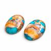 Spiny Oyster Copper Turquoise Cabochons Oval Gemstones, Natural Orange Blue Turquoise Stone for Jewelry Making
