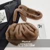 Faux Fur Shell Crossbody Bag Trendy Wrinkle Design Women Shoulder Bag for Autumn Winter Fashi Plush Clutch Bag