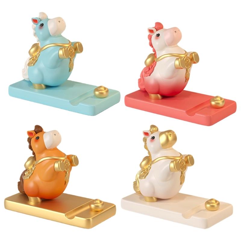 Fortune Bringing Horse Theme Mobile Holder Artistic Rosin Crafted Cellphone Stand Phone Support Stand for Office Decor