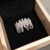 Geometric Zircon Flower Edge Ring With Cubic Zirconia For Casual Women Jewelry