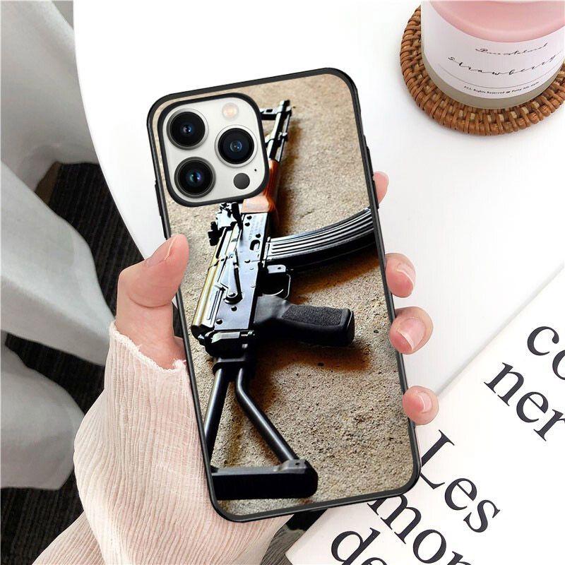 Soft Funda AK47 Gun Phone Cover For Iphone 14pro 11pro 12 13pro Max 5s 6s Xs 7 8plus SE Xr 12mini Coque Cases