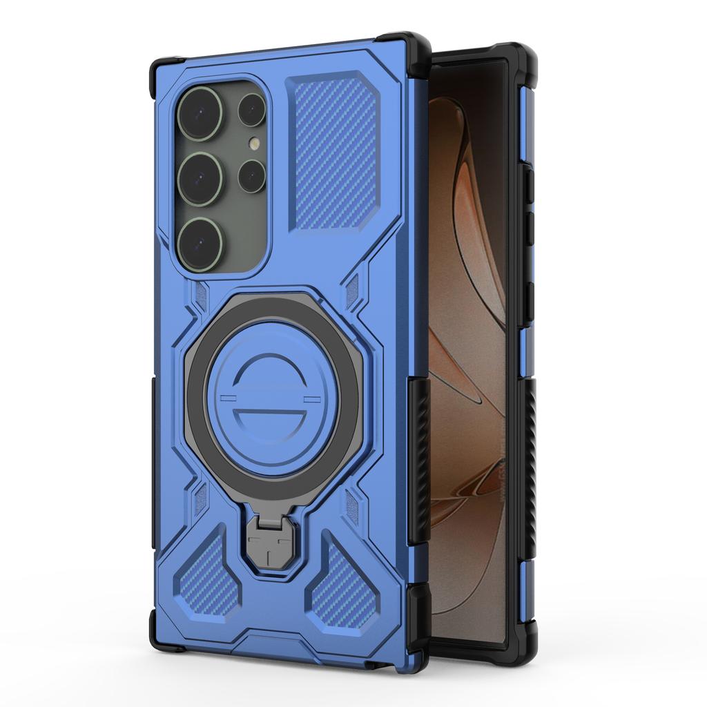 For Samsung Galaxy S24 Ultra Magnetic Case Rotating Metal Kickstand PC + TPU Phone Back Cover