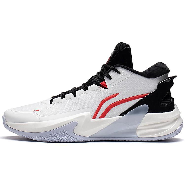 

new LiNing Speed High Cushioning Anti Slip And Wear Resistant High Top Performance Basketball Shoes White Black Red 45