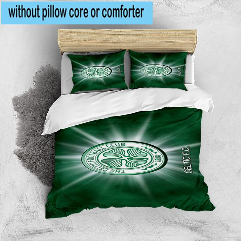3pcs Celtic Football Club Crest Printed Bedding Set Duvet Cover Closure Includes 1 Duvet Cover & 2 Pillowcases Bedding Sets Home Decor Gifts