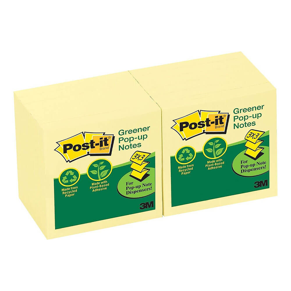 Post-it Pop-up Recyklované poznámky Kanárkově žluté 76x76mm (12pk)