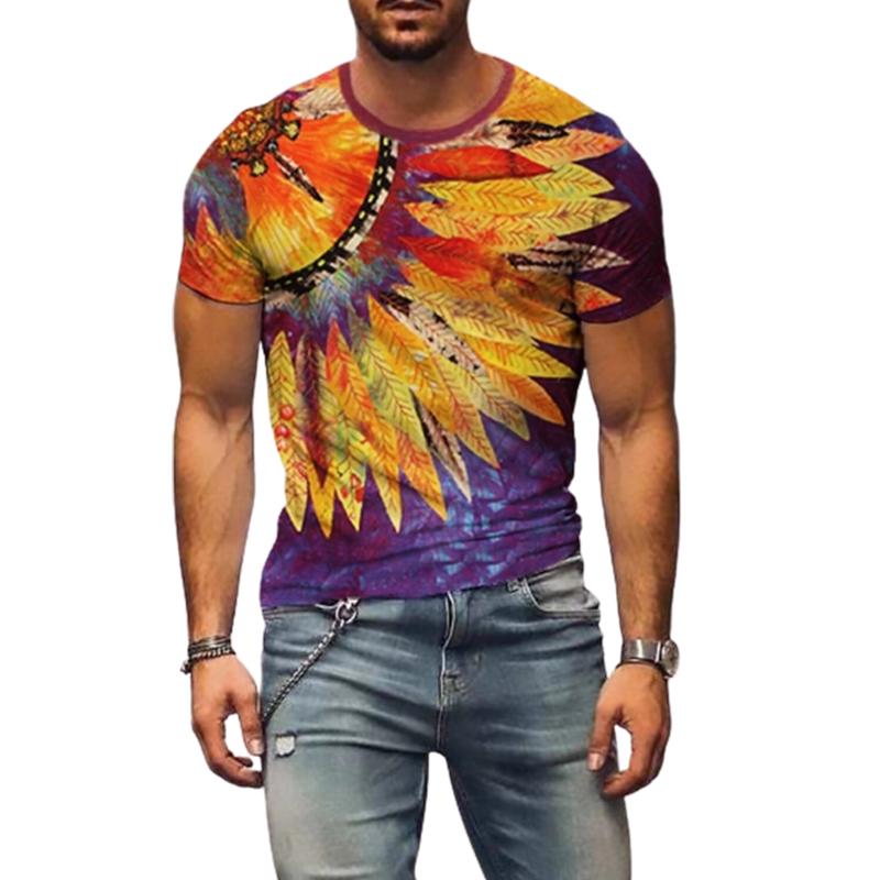 

Нова літня чоловіча модна футболка Personality Blue Sun Print Чоловіча футболка з принтом 8XL жовтий