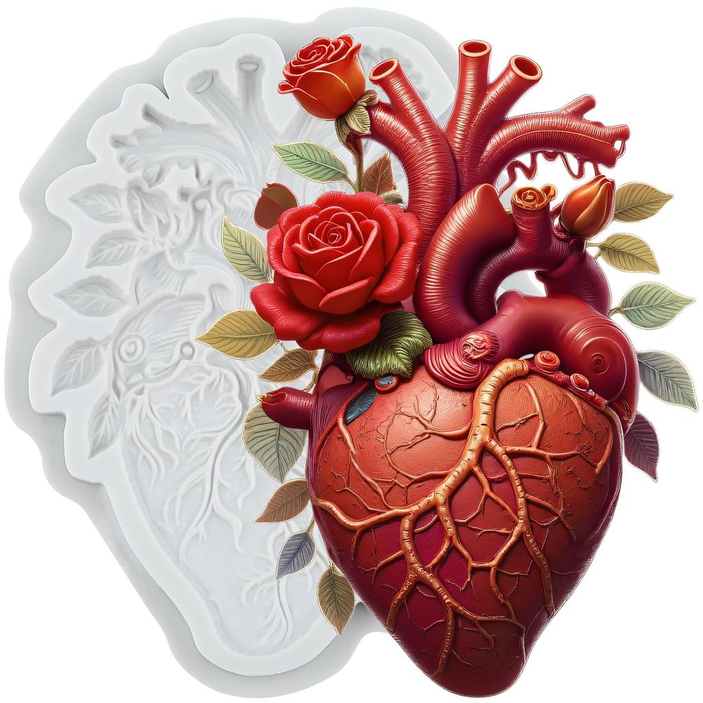 Human Organs Silicone Mold Lung Heart Brain Skull Skeleton Fondant Molds Cake Decorating Tools Cupcake Topper Candy Sugar Craft Gum Paste Polymer Clay