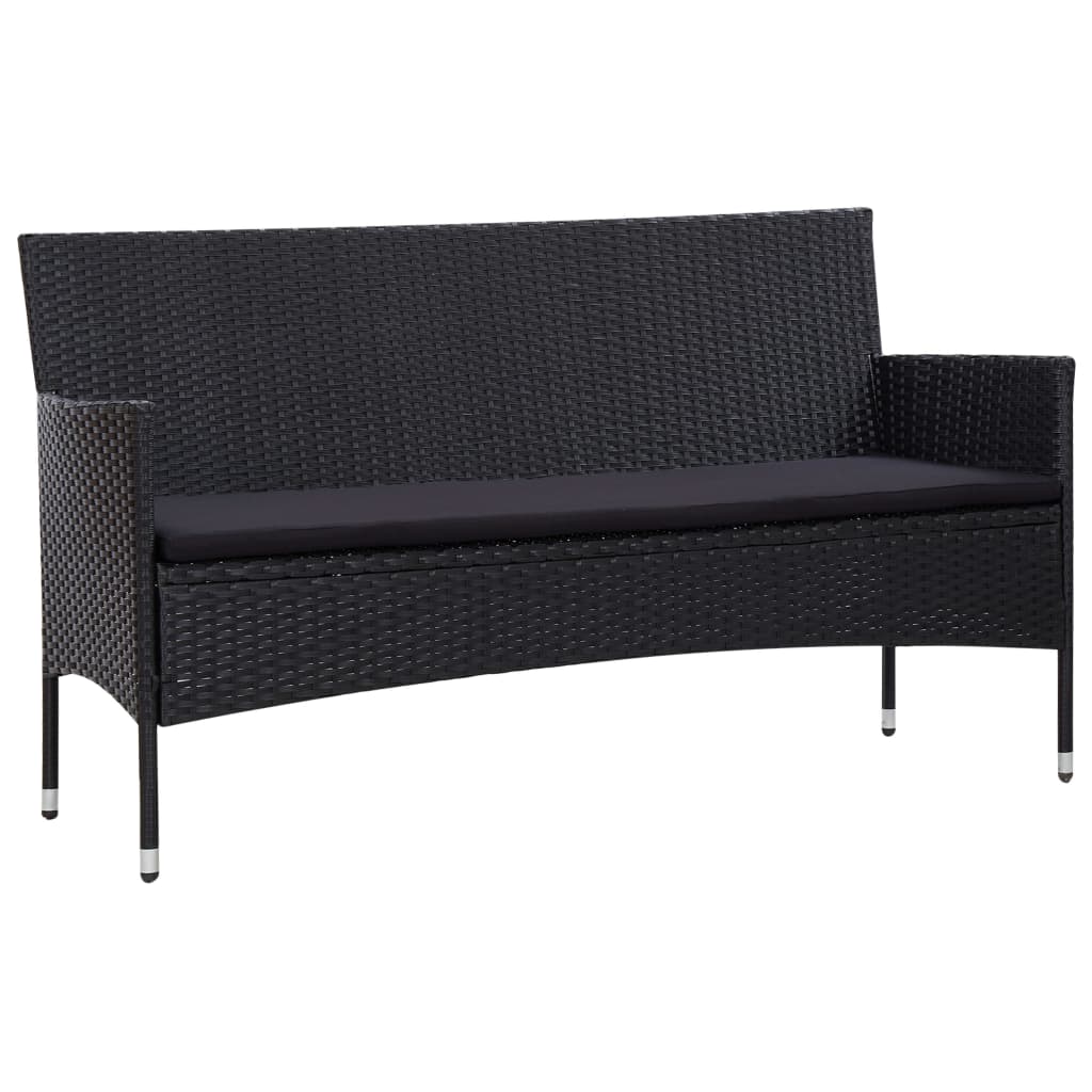 VidaXL 5-tlg. Garten-Lounge-Set mit Auflagen Poly Rattan Schwarz