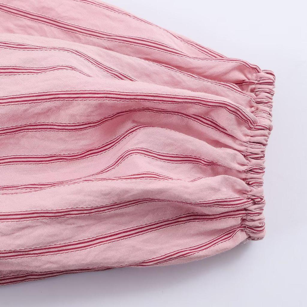 TAOP&ZA Women's Ruffle Stripe Layered Shirt - Spring 2026 Arrival